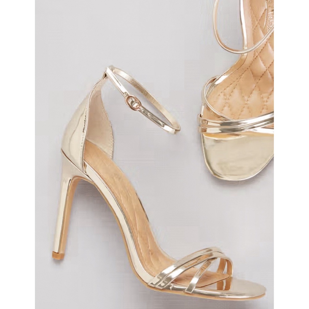 Anne Michelle Timeless Metallic Gold Heels Stilettos Homecoming Prom Sz 7.5